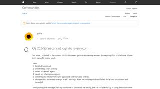 iOS 7.0.6 Safari cannot login to ravelry.… - Apple Community