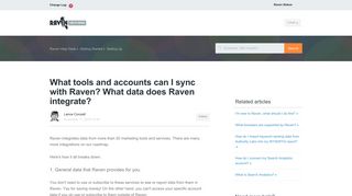 What tools and accounts can I sync with Raven? What data does ...