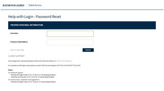 Raymond James | Client Access | Help with Login - Password Reset