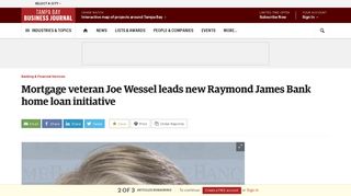 Mortgage veteran Joe Wessel leads new Raymond James Bank ...
