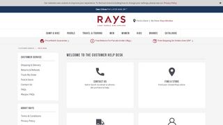 Customer Service Help Desk for Rays Outdoors Australia