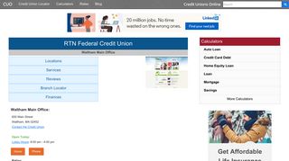 RTN Federal Credit Union - Waltham, MA - Credit Unions Online