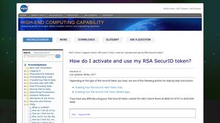 How do I activate and use my RSA SecurID token? - HECC ...