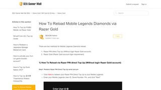 How To Reload Mobile Legends Diamonds via Razer Gold – SEA ...