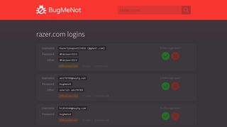 razer.com logins - BugMeNot