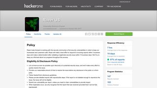 Razer US: Vulnerability Disclosure via HackerOne