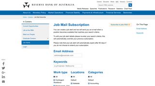 Job Mail Subscribe | Careers | RBA
