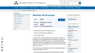 Modeller BI Developer - Current Opportunities | Careers | RBA