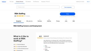 RBA Staffing Careers and Employment | Indeed.com