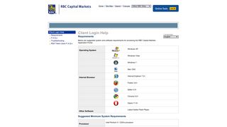 RBC Capital Markets - Support - Client Login Help - Requirements