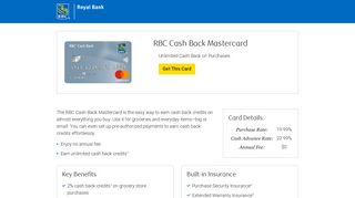 RBC Cash Back Mastercard - RBC Royal Bank