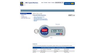RBC Capital Markets - Support - RSA Token Users - F.A.Q.s
