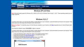 Remote Access: Support Page for Windows - IMF