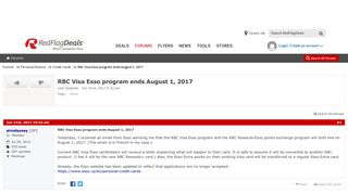 RBC Visa Esso program ends August 1, 2017 - RedFlagDeals.com Forums
