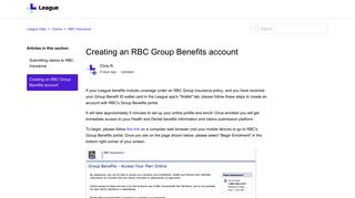Creating an RBC Group Benefits account – League Help