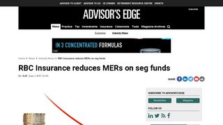 RBC Insurance reduces MERs on seg funds | Advisor