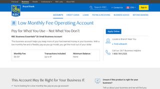 RBC Business Essentials $6 Small Business Account - RBC Royal Bank