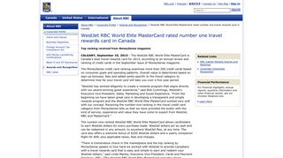 WestJet RBC World Elite MasterCard rated number one ... - About RBC