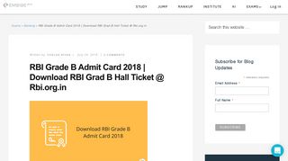 RBI Grade B Admit Card 2018 | Download RBI Grad B Hall Ticket ...