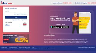 RBL Bank :Internet Banking Login