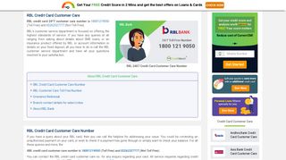 RBL Bank Credit Card Customer Care Number: 24x7 - CreditMantri