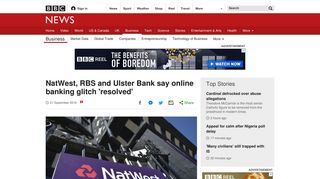 NatWest, RBS and Ulster Bank say online banking glitch 'resolved' - BBC
