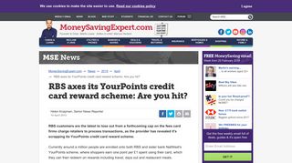 RBS axes its YourPoints credit card reward scheme: Are you hit?