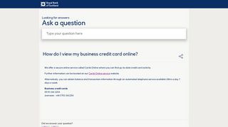 How do I view my business credit card online? - Royal Bank of Scotland