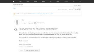 Has anyone tried the RBS Citizens payment… - Apple Community