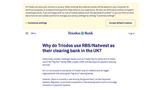 Why do Triodos use RBS/Natwest as their clearing bank in the UK?