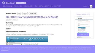 KB_110069: How To install DIGIPASS Plug-in for Novell? - Vasco