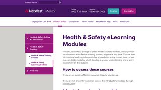 Health & Safety eLearning Modules - Mentor