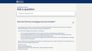 How do I find my mortgage account number? - Royal Bank of Scotland