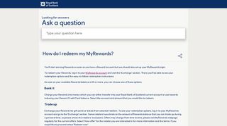 How do I redeem my MyRewards? - Royal Bank of Scotland