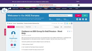 Guidance on RBS Group Ex Staff Pension - Need Help ...
