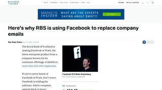 Why RBS is using Facebook at Work - Business Insider