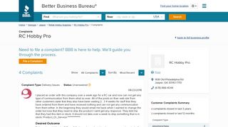 RC Hobby Pro | Complaints | Better Business Bureau® Profile