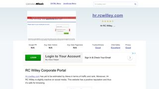 Hr.rcwilley.com website. RC Willey Corporate Portal.