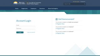 Account Login - BC Care Aide & Community Health Worker Registry