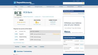 RCB Bank Reviews and Rates - Deposit Accounts
