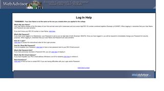 WebAdvisor Password Information - RCCD