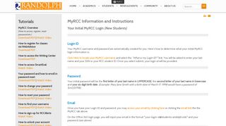 MyRCC Information and Instructions - Randolph Community College