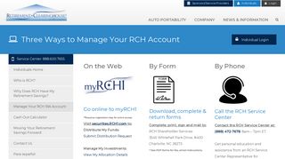 Manage Your RCH IRA Account - Retirement Clearinghouse