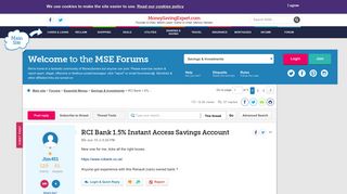 RCI Bank 1.5% Instant Access Savings Account - MoneySavingExpert ...