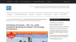 Schedule of Events – RCI, Inc. 2018 Canadian Building Envelope ...