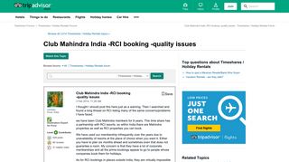 Club Mahindra India -RCI booking -quality issues - Timeshares ...