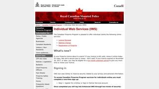 Individual Web Services (IWS) - Royal Canadian Mounted Police