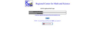 RCMS Applicant Login Page