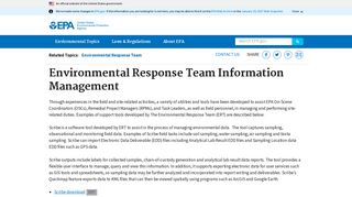 Environmental Response Team Information Management - EPA