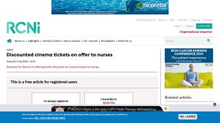 Discounted cinema tickets on offer to nurses | RCNi
